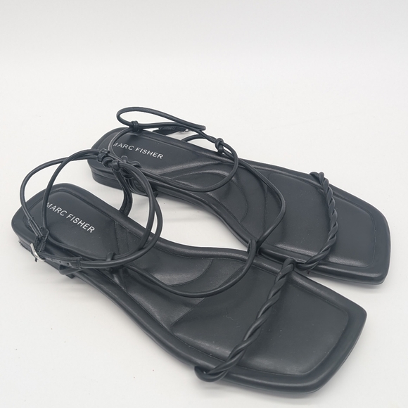 Marc Fisher Black Strappy Square Toe Lueth Sandals Size 9.5M - Picture 2 of 8